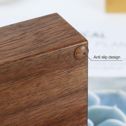 Buqoo Wooden Sticky Note Holder, Self-Stick Note Holder Memo Holder Paper Dispenser Organizer Sticky Notes Cube Holder for School Office Home Desk (3.9 x 3.8 x 1.3 Inches)