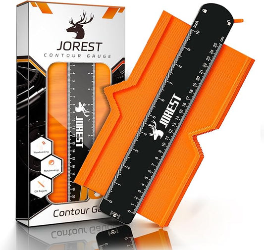 JOREST Contour Gauge with Lock (10 Inch), Gifts Ideas for Men Dad Carpenter Handyman, Profile Tool for Tile Flooring, Carpet laying, Woodworking, Measuring Angle/Shape/Outline/Edge