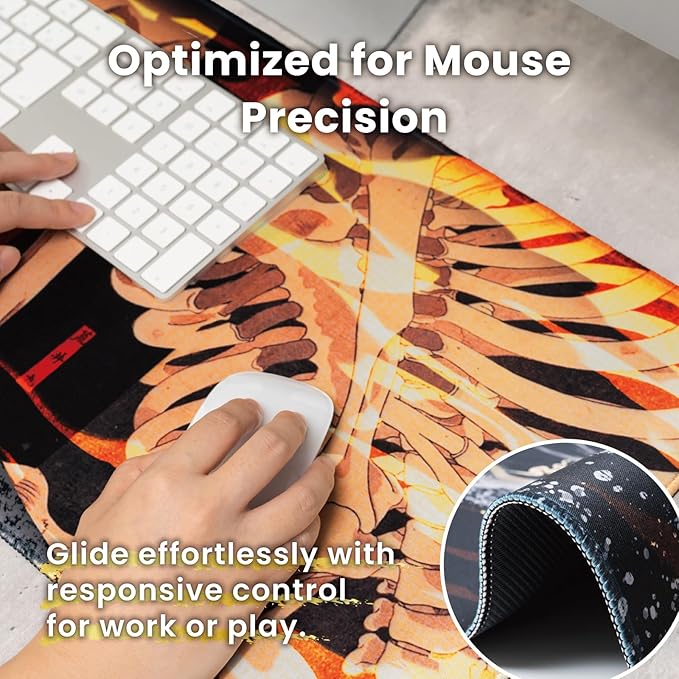 BELLEMOND Japanese Art Desk Mat | Large 31.5x11.8in Desk Pad | Mouse Pad for Keyboard & Mouse | Non-Slip Base, Water-Repellent, Smooth Precision | Yokai Rising