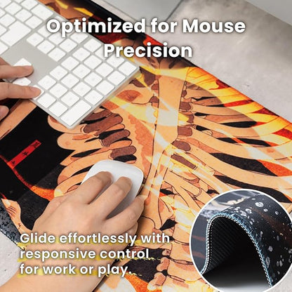BELLEMOND Japanese Art Desk Mat | Large 31.5x11.8in Desk Pad | Mouse Pad for Keyboard & Mouse | Non-Slip Base, Water-Repellent, Smooth Precision | Yokai Rising