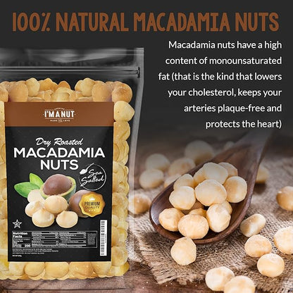 Oven Roasted Macadamia Nuts with Sea Salt- 48 oz (3 lb) Batch Tested Peanut & Gluten Free | No Oil | No PPO | Fancy Whole | Made from Natural Macadamia Nuts