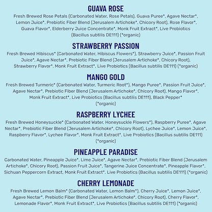 wildwonder Sparkling Probiotic Juice Drink 18pk, w/Gut Health & Immunity Support, 5g Prebiotic Fiber, Live Probiotics, Organic, Vegan, Low Sugar, Sampler Pack, 6 Flavors, Seen on Shark Tank