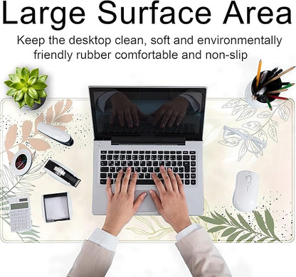 Boho Mouse Pad - Pastel Abstract Desk Mat - Matcha Green - Aesthetic Office Decor - 31.5x15.75 in - For Women & Gamers