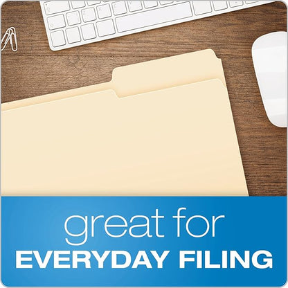 Pendaflex Manila Legal Size File Folders - 1/3-Cut Tabs in Left, Center, Right Positions for Easy Labeling - Manila Folders Ideal for Office, Home Office & Filing Cabinets, 100 Folder(Pack of 5)