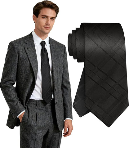 Fineknot Ties for Men, Jacquard Neck Ties, Mens Plaid Paisley Striped Tie, Classic Floral Mens Ties for Wedding Business