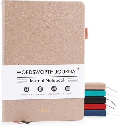 Wordsworth & Black A5 Lined Journal 216 Lined Pages, Hardcover Leather, 120 GSM Paper, Journaling Notebook for Work & Sketching, Journals for Women, Men - Gifts Box Included Rose Gold
