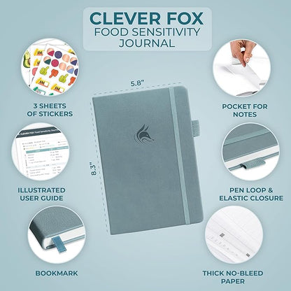 Clever Fox Food Sensitivity Journal – Daily Intolerance & Symptom Log for IBS, Diabetic, Low Fodmap, Elimination Diet – Health Tracker (Windy Blue)