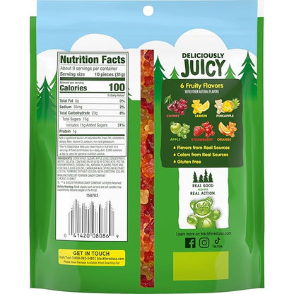 Black Forest Gummy, Bears, Fruit Flavor, Deliciously Juicy, Made with Real Fruit Juice, 10 oz
