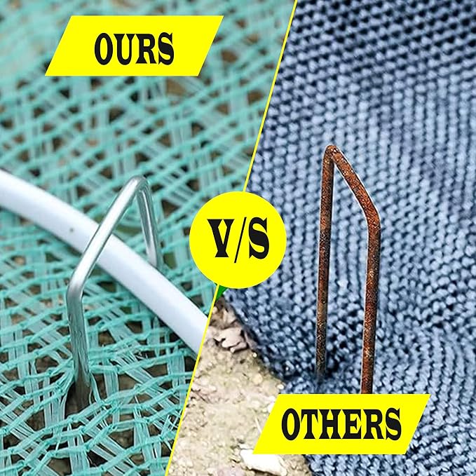 375 Pack x 6 Inch Landscape Staples Galvanised, Fabric Pins, 11 Gauge, Garden Staples, Tent Stakes, Fabric Pins for Lawn, Fence, Tent, Decoration, Weed Barrier, Outdoor. (375 x 6in)