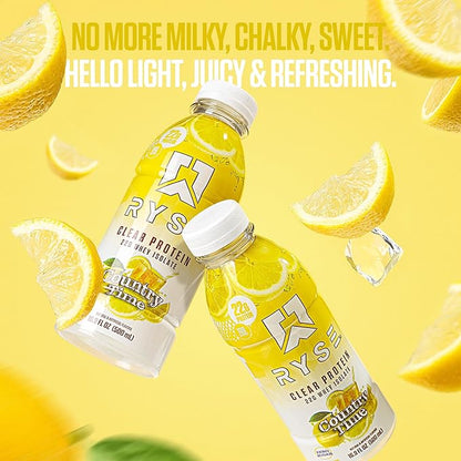 RYSE Clear Protein Drink - Country Time Lemonade - 100 Calories, 22g Whey Isolate Protein Shake, Sugar-Free, 0g Fat & Lactose-Free - Refreshing Ready-to-Drink Beverage - 16.9 fl oz Bottles (12-Pack)