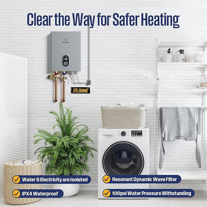 Westinghouse 24kW 240V Tankless Water Heater Electric, Instant Hot Water Heater, On Demand Hot Water, Smart WiFi Control, Works with Alexa & Google Home, ETL Certified, IPX4, Gray (APOLO-2.0)
