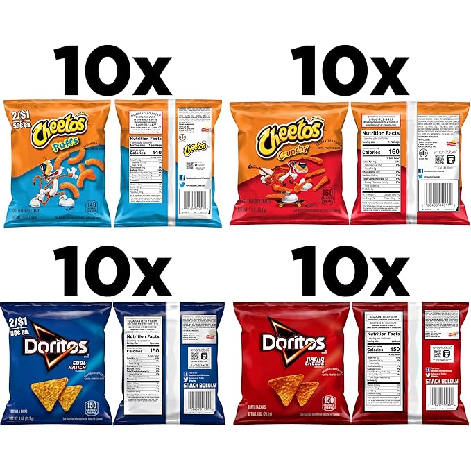 Frito-Lay Doritos & Cheetos Mix Variety Pack, (Pack of 40)