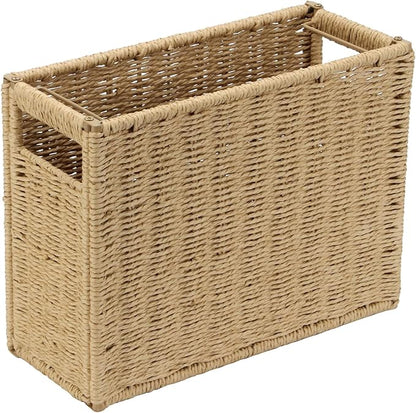 14.6 x 5.9 x 10.8 Inch Large Decorative File Box, Decorative File Baskets for Seagrass Hanging Organizers Portable Letter Size Document, Folder Filing Cabinet with Lid for Home Office Decor
