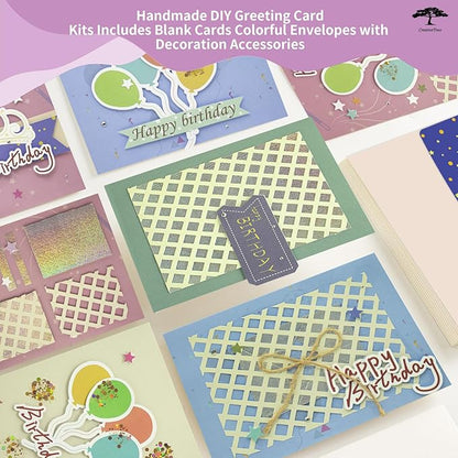 Greeting Card Making Kits DIY Blank Cards for Birthdays, 9 Envelopes, Balloon Thank You Cards, Colourful Balloon Thank You Cards with Envelopes