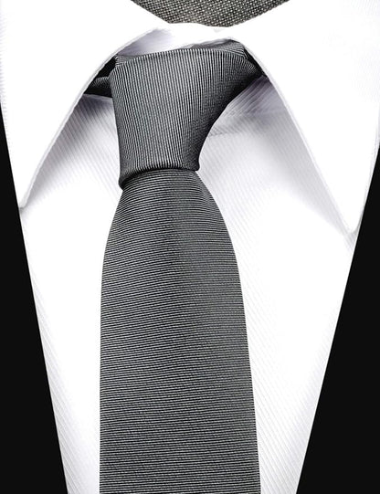 Skinny Solid Ties for Men, 2.5 inch Slim Plain Neckties 4-Pack