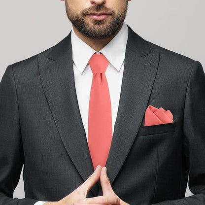 Black Tie Set in Gift Box Mens Solid Color 3.15" (8CM) Black Necktie and Pocket Square Set