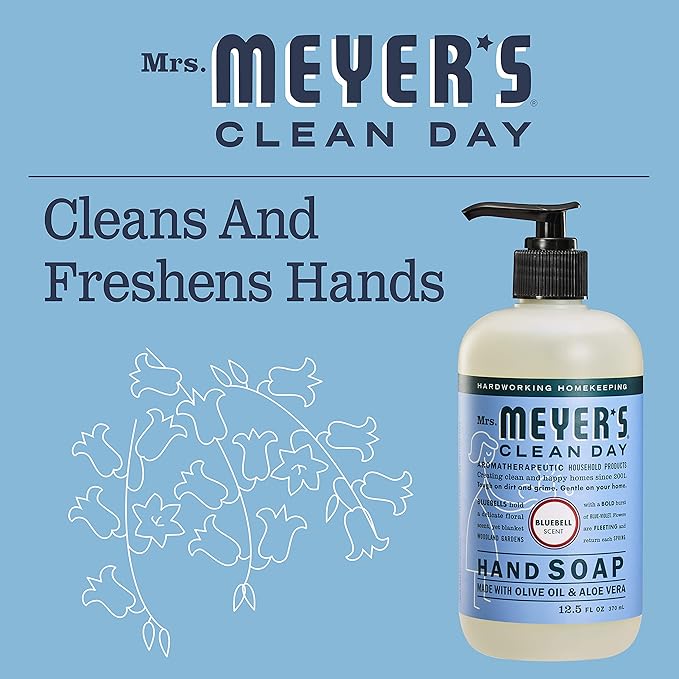 Mrs. MEYER'S CLEAN DAY Bluebell Hand Soap 12.5 Fl Oz (Pack of 3)