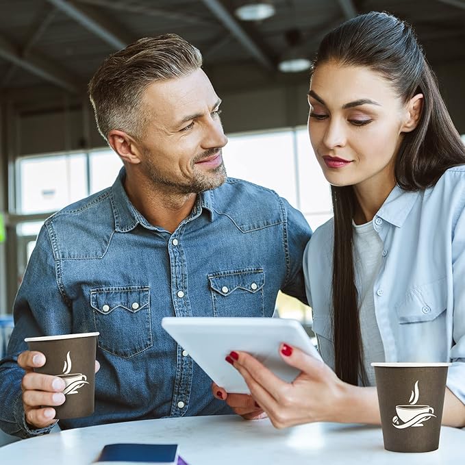 LITOPAK 270 Pack 10 oz Paper Cups, Brown Disposable Hot Coffee Cups for Party, Picnic, Travel, and Events