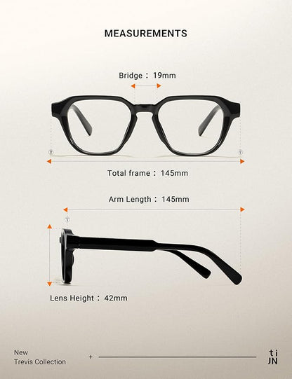 TIJN Blue Light Blocking Glasses for Women Men TR90 Rectangle Frame and Chic Preppy Style Computer Screen Glasses