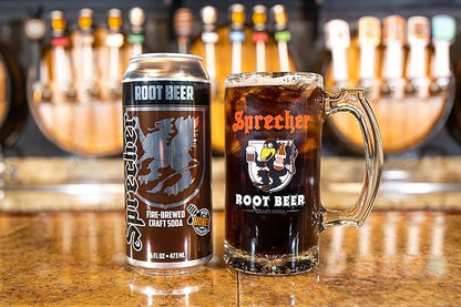 Sprecher Root Beer, Fire-Brewed Gourmet Craft Soda with Real Honey, Caffeine Free, Gluten Free, 16 fl oz Cans (12 Pack)