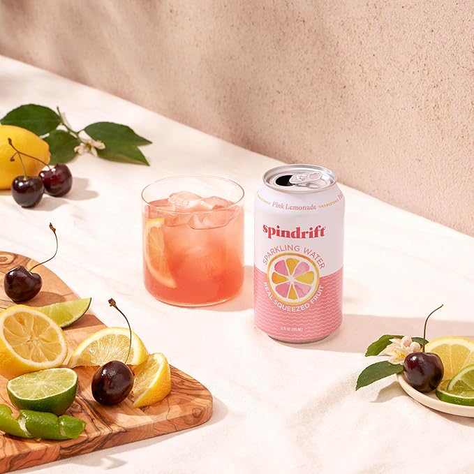 Spindrift Pink Lemonade Can 12 Ounce (Pack of 24)