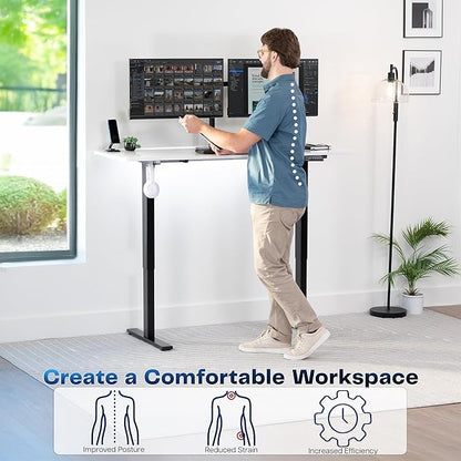 VIVO Electric Dry Erase 60 x 24 in Standing Desk, Memory Height Adjustment, 1B Series, Whiteboard Top Black Frame, DESK-KIT-1B6WE