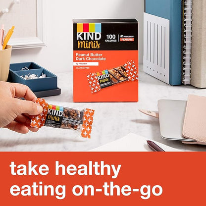 KIND Minis Healthy Snack Bar, Peanut Butter Dark Chocolate, 3g Protein, Gluten Free Bars, 0.7 OZ, (80 Count)