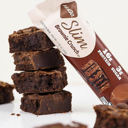 NuGo Slim Dark Chocolate Brownie Crunch, 16g Protein Bar, Gluten Free, Non-GMO, Kosher, Keto Friendly, Low Carb, 12 Count