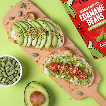 The Only Bean Crunchy Roasted Edamame Snacks Pack (Sriracha), Protein Keto Food, Gluten Free, Asian Japanese Snacks, Hot Spicy Snack, 0.9oz 10 Pack