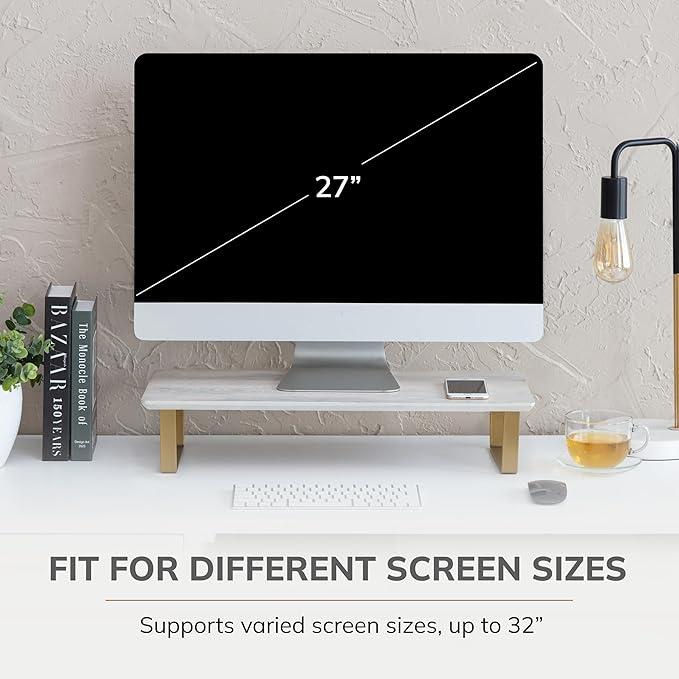 Anji Mountain Monitor Stand - Desktop Organizer & Laptop Riser, Ergonomic Monitor Riser, Space-Saving Monitor Stand for Desk, Durable Construction, Easy Assembly, Ideal for Home & Office,Natural