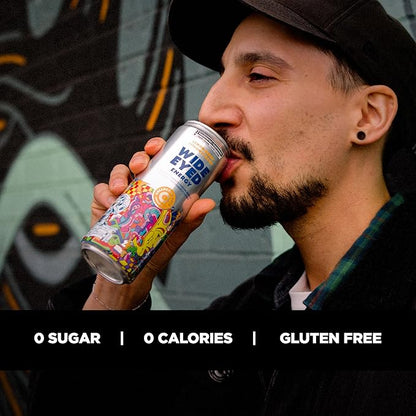 Collective Arts Wide Eyed Energy Drinks | Naturally-Flavored Caffeinated Vitaminized Sparkling Beverage With Fruit Extracts | Lemon Berry BOOST | Pack of 12 | 12 fl oz.(355ml)
