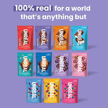 UNREAL Dark Chocolate Almond Butter Cups | 5g Sugar | Certified Vegan, Gluten Free, Fair Trade, Non-GMO | No Sugar Alcohols or Soy | Value Size, 7.4oz (Pack of 3)