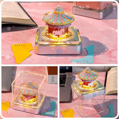 3D Time Piece Calendar 2026 DIY Calendars Tear Away Carving Art 3D Memo Pad Calendar With LED Lights sculpture artsy pads calendar notepad for Desktop Decor-Carousel
