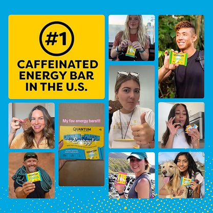 Quantum Energy Square: Energy Bar with Caffeine & 10g Protein. Delicious Healthy Snack On The Go. (Vegan, Gluten-free, Soy-free, Dairy-free) (Variety 8-Pack)