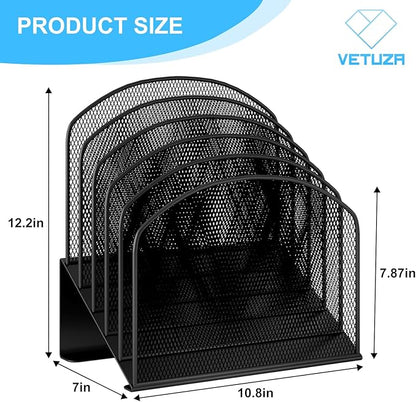 Desk File Organizer, Metal Mesh Vertical Desktop File Folder Holder for Office & School & Home, 1 Pack