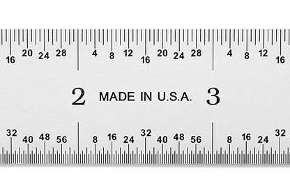 PEC Tools Rigid Metal Ruler, 12"/300mm High-Precision Steel Rule with Satin Chrome Finish, English & Metric Graduation (1/32", 1/64", 0.5mm, 1.0mm), Fully Hardened and Tempered, Made in USA