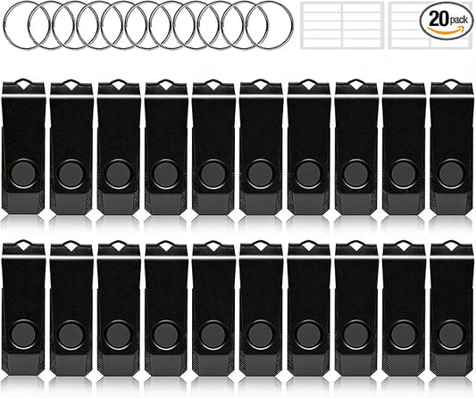 AGECASH A 4GB USB Flash Drive 20 Pack Swivel USB 2.0 Thumb Drive Flash Drive 4GB USB Drive 20 Packs Pendrive Jump Drive Memory Stick with Keychain (Black, 20PCS)