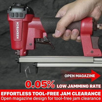 KEENTECH Pneumatic Staple Gun 22 Gauge, Air Upholstery Stapler with 3765pcs 3/8" Crown Staples 1/4"-5/8", Ready-to-Use Air Staple Gun with Staples, Safety Trigger, for Wood Furniture Fabric Leather