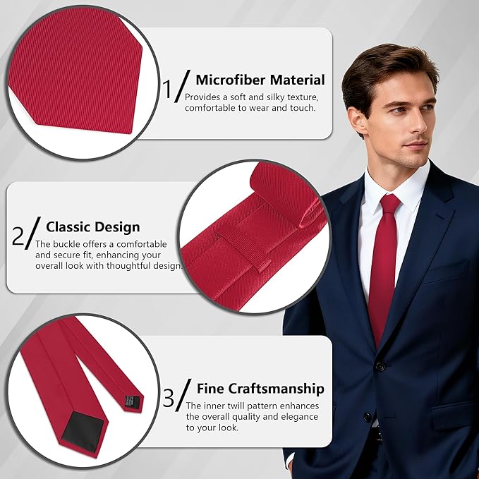 Fineknot Black Ties for Men, Formal Neckties for Men, Solid Color Mens Ties for Business, Wedding, Party, Mens Neck Tie