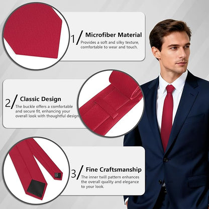 Fineknot Black Ties for Men, Formal Neckties for Men, Solid Color Mens Ties for Business, Wedding, Party, Mens Neck Tie
