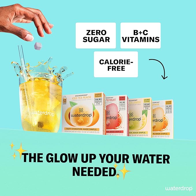 Waterdrop Hydration Cubes With Vitamin C, B Vitamins and Electrolytes, 4 Flavor Electrolyte Variety Pack, Flavored Water Enhancer Cubes for Still & Sparkling Water, Low Calorie, Sugar Free, 48 Count