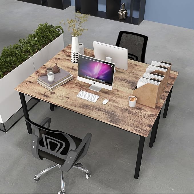 Bonzy Home Conference Tables 8ft Office Computer Desk for Meeting Room Study Writing Printer Podcast Table for 4-8 People Rustic Brown 2PCS 94.4"x23.6"x29.5"