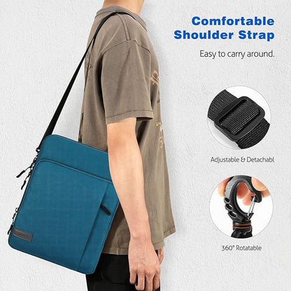 MoKo 12.9 Inch Tablet Sleeve Bag Carrying Case with Pockets Fits 13 Inch New iPad Pro M4 & Air M2 2024, iPad Pro 12.9 M2&M1, Surface Laptop Go 12.4", Galaxy Tab S8+/S9+ 12.4", Peacock Blue
