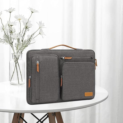 MOSISO 360 Protective Laptop Case 14 inch, 14 inch Laptop Sleeve Compatible with HP Lenovo Dell ASUS Acer, HP, Dell Latitude, Lenovo, Side Open Carrying Case with 4 Zipper Pockets&Handle, Taupe Gray