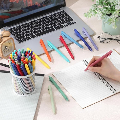 Crtiin 50 Pcs Gel Ink Pens Bulk, Black Ink 0.5mm Fine Point Retractable Pen Smooth Writing Office School Supplies for Teacher Server Operation Christmas Charity Donation Thanksgiving (Rainbow Colors)