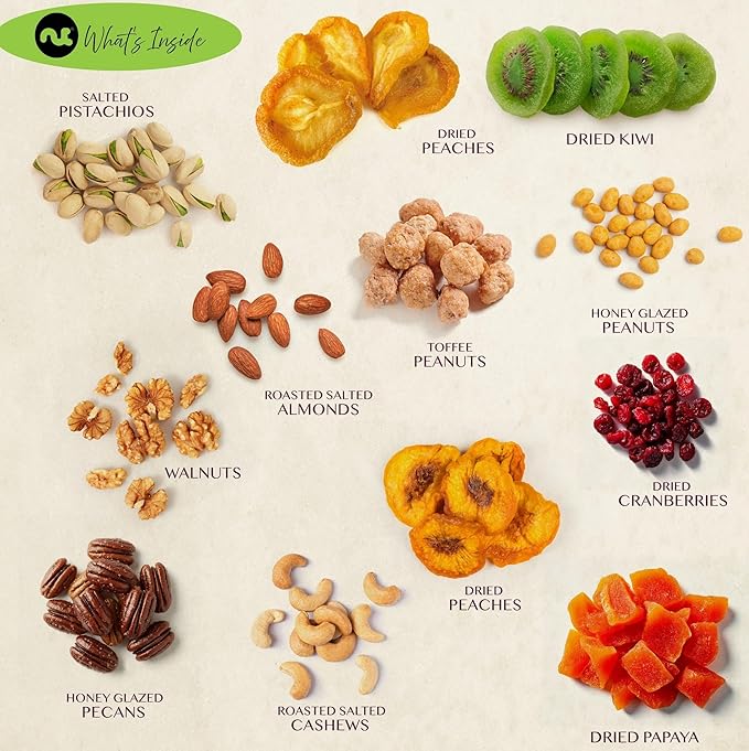 NUT CRAVINGS - Thanksgiving Mixed Nuts Gift Basket Black Tower + Heart Ribbon (12 Assortments) Holiday Xmas Christmas Food Arrangement, Healthy Snack Care Package, Food Assortments