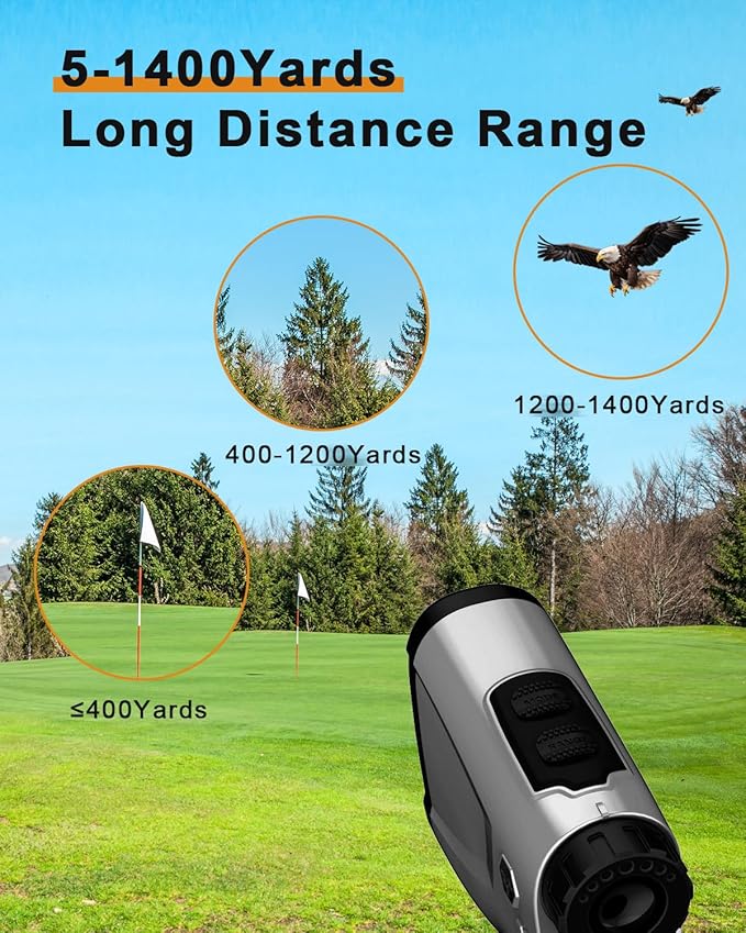 Golf Rangefinder 650/1200/1700 Yards Range Finder Golfing 6X Magnification 0.5 Yard Accuracy Flag Pin Lock Vibration Fast Focus High Clarity Display Easy to Use