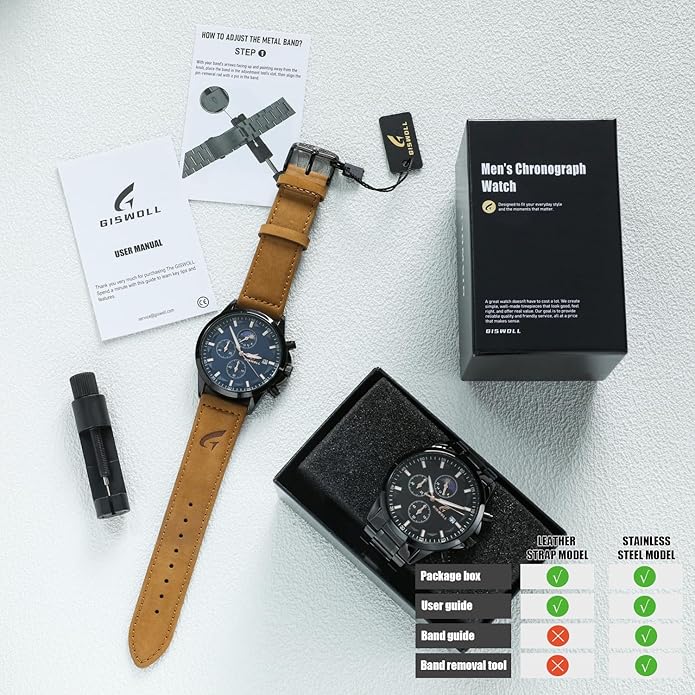 Distinctive Mens Analog Chronograph Watches with Auto Date & Multi Subdials, Fashion Casual Sport Quartz Wrist Watches with Luminous, 3ATM Waterproof, Valentines Day Gifts for Him, Boyfriend, Husband, Dad