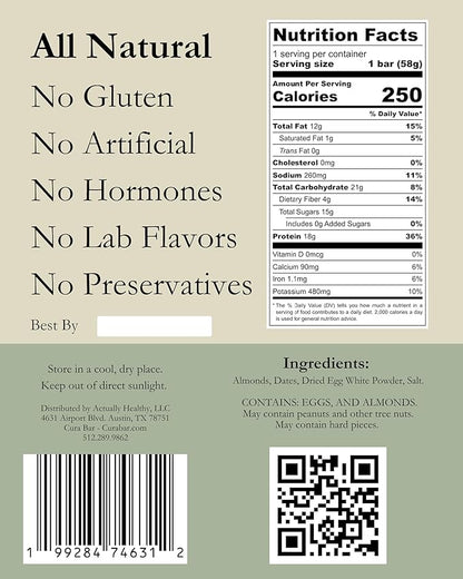 CuraBar Protein Bars – Original, 17g Protein, Low Carb, Gluten Free, Dairy Free, Healthy Snack, Seed Oil Free, No Artificial Ingredients, 12 Count