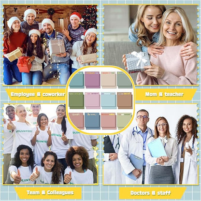 Yinder 24 Pcs Inspirational Sticky Notes Christmas Stocking Stuffers Motivational Sticky Notes Pad Employee Appreciation Gift Bulk for Teacher Nurse Coworker Office 3 x 3'' (Thank You,Morandi Color)